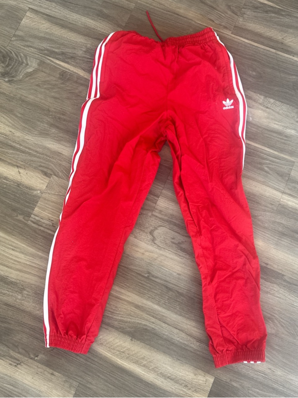 adidas Red Joggers with White Side Stripes
